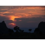 Sunset from Chisos Basin Lodge. Photo by Rick Taylor. Copyright Borderland Tours. All rights reserved.