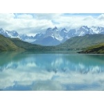 Reflections of Los Cuernos, Torres del Paine. Photo by Rick Taylor. Copyright Borderland Tours. All rights reserved.