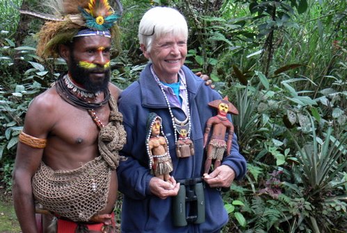 Sharon and the artist. Photo by Rick Taylor. Copyright Borderland Tours. All rights reserved.