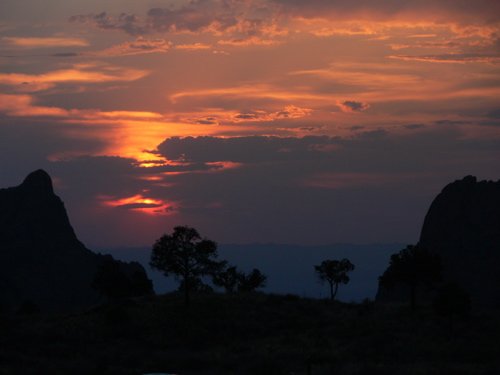 Sunset from chisos basin lodge. Photo by Rick Taylor. Copyright Borderland Tours. All rights reserved.