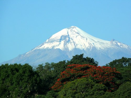 Pico orizaba from rancho el mirador. Photo by Rick Taylor. Copyright Borderland Tours. All rights reserved.